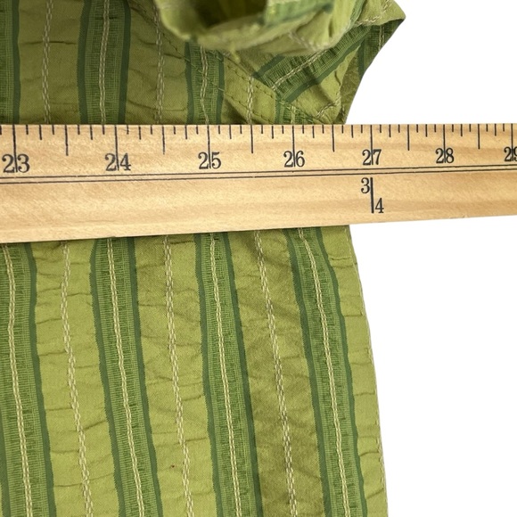 REI Shirt Short Sleeve Button Up Mens XL Green Stripe Cotton Blend Gorpcore - Picture 8 of 9